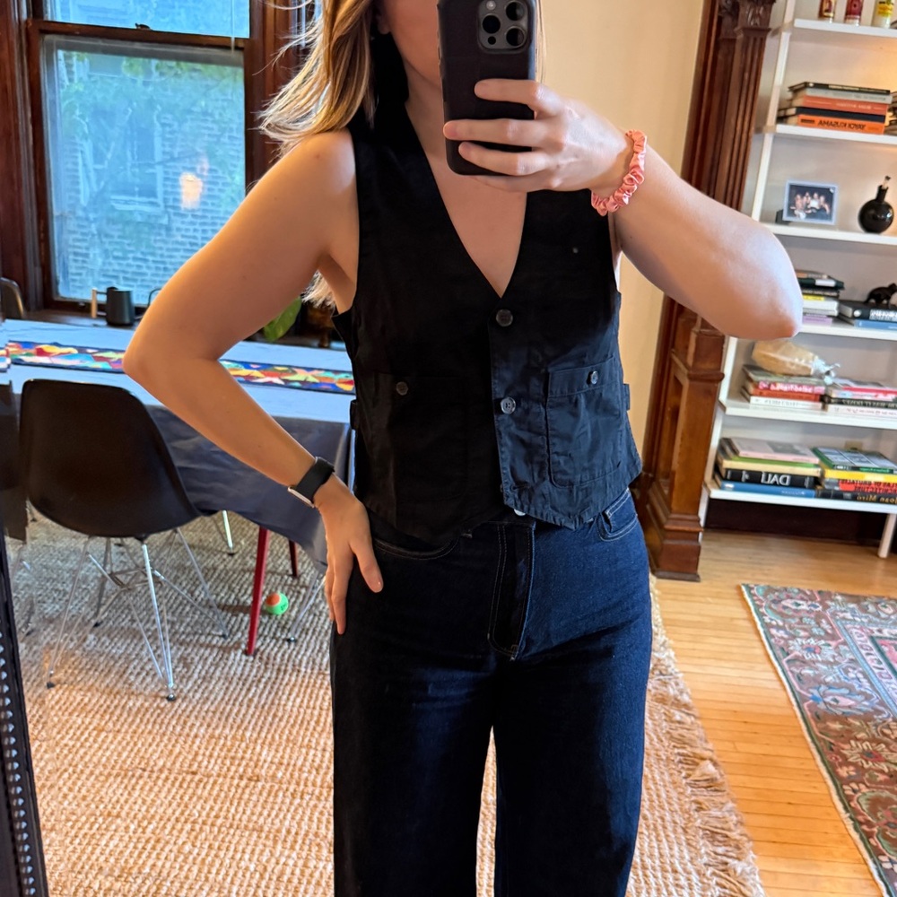 J Crew Black Sleeveless Twill Vest